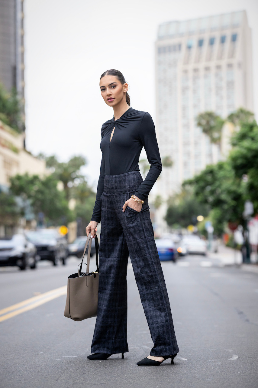AE Super High-Waisted Baggy Wide-Leg Trouser  Patterned dress pants, Plaid pants  women, Pants outfit work