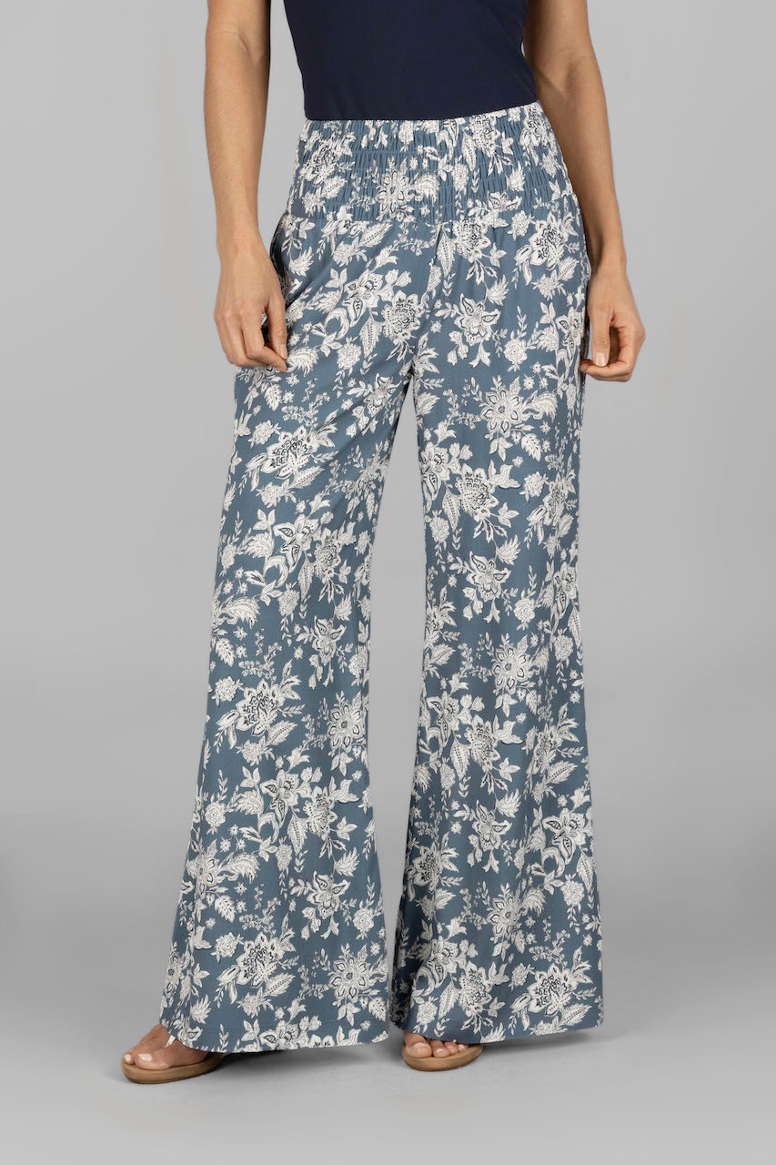 BLUE FLORAL Print Palazzo Pants. Comfy Formal Events/ Cruise Fashion/  Resort Vacays/ Chic and Elegant/ Every Day Wear. 