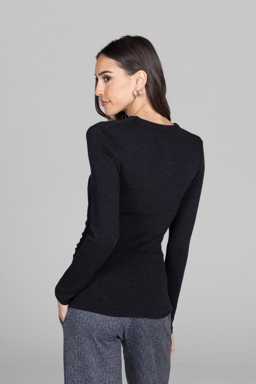 High Neck Sweater Wrap Top - Black | KiraGrace
