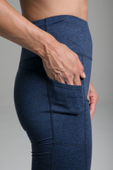 Pocket Yoga Legging (Iris Heather) close-up pocket view