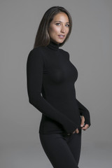 Grace Yoga Turtleneck in Black side view