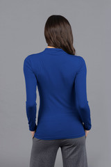 womens long sleeve shirt - indigo blue