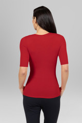 short sleeve ruched wrap top - rouge