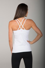 Strappy Criss Cross Back Tank Top in Solid White