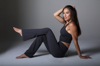 Heather Grey Bootcut Pants and Crop Top Yoga Outfit
