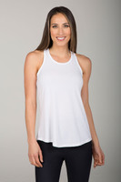 Long and Loose Yoga Racerback in White front view