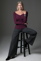 Ruched V-Neck Long Sleeve Yoga Top (Plumberry) 