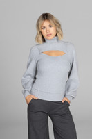 grey cutout sweater