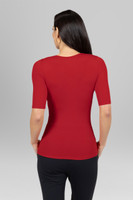 short sleeve ruched wrap top - rouge