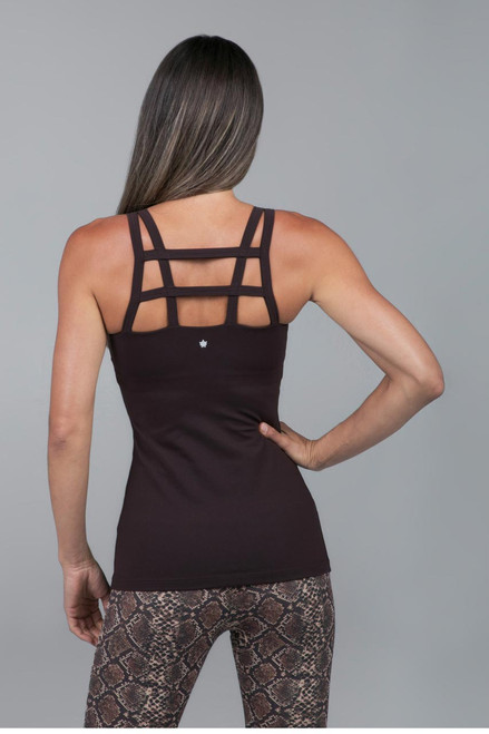 Strappy Support Yoga Tank - Chocolate Brown