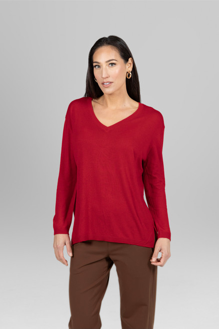 v-neck sweater in red