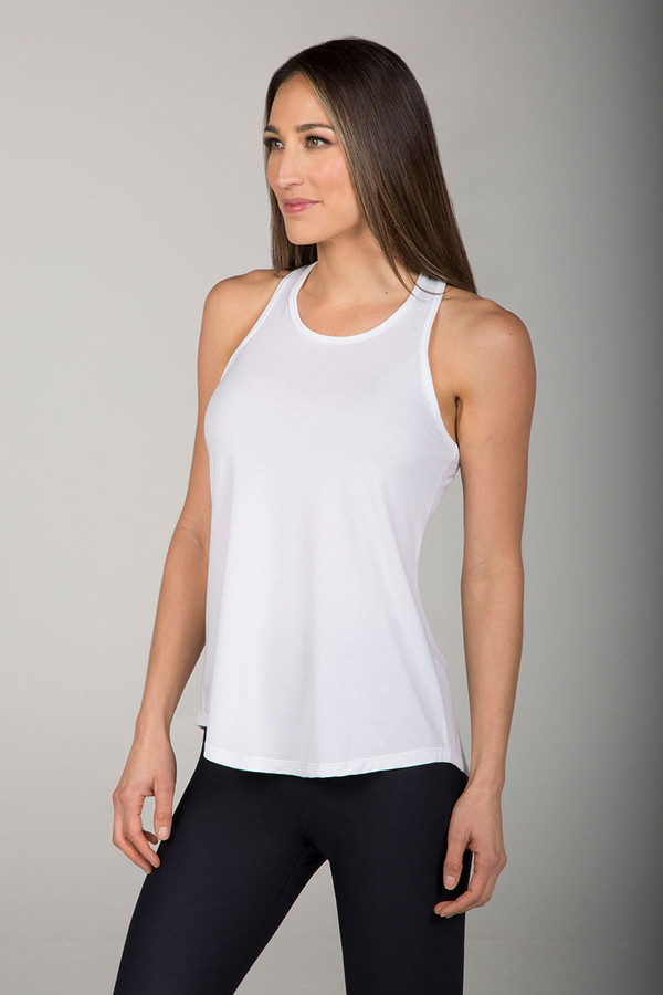 Long and Loose Yoga Racerback - White
