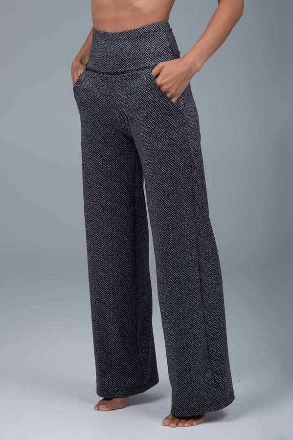 High Waist Wide Leg Pant - Herringbone | KiraGrace