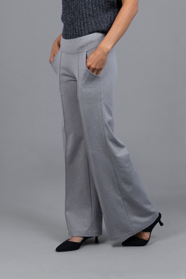 Buy Go Colors Women Solid Dusty Grey Ponte Wide Leg Pants online