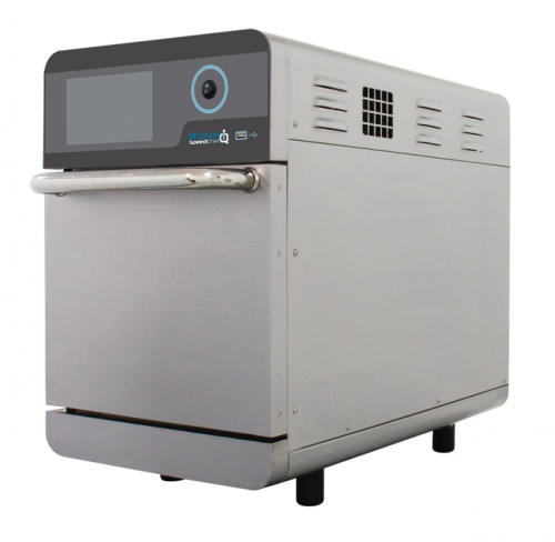 Bonn SpeediChef high-speed commercial oven featuring compact stainless steel design, touchscreen controls, and advanced combination cooking technology for rapid, ventless café food preparation