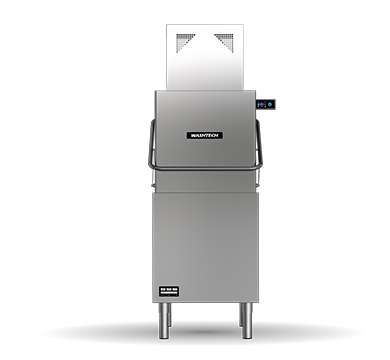 Washtech ALC passthrough dishwasher with heat recovery unit, front view