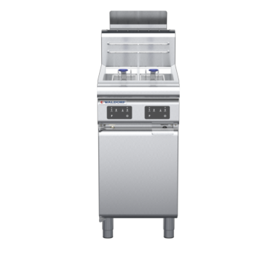 Waldorf FN8226GEH 450mm twin pan digital gas fryer, front view