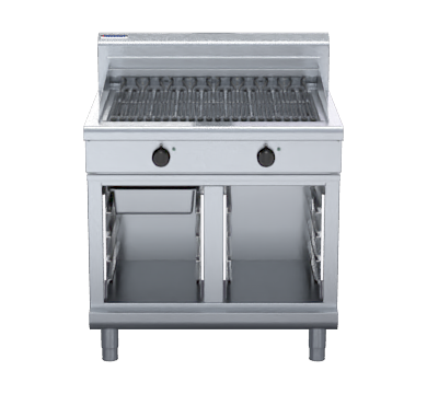 Waldorf CH8900ED-CB 900mm electric chargrill on cabinet base, front view