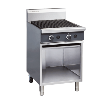 Cobra CB6 600mm gas chargrill on cabinet base, front view
