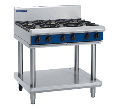Blue Seal G516D-LS 900mm six burner gas cooktop leg stand stainless steel