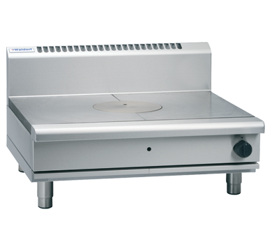 Waldorf RN8100G-B 900mm gas target top on bench legs, front angle