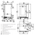 Turbofan EC40T40 combi oven dimensions and connection points.