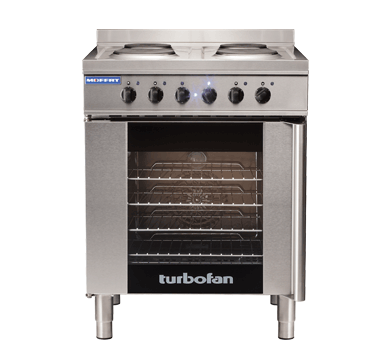 Turbofan E931M electric convection oven with 4 element cooktop 675mm wide