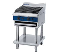 Blue Seal G594-LS 600mm gas chargrill on leg stand, front view