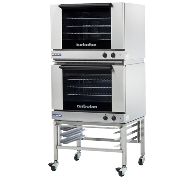 Turbofan E28M4/2 double stacked electric convection oven, front view