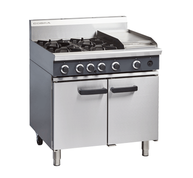 Cobra CR9C 900mm four burner griddle gas range static oven stainless steel