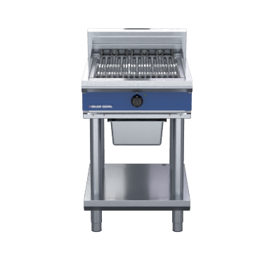 Blue Seal E594D-LS 600mm electric chargrill on leg stand, front view
