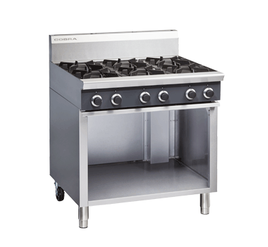 Cobra C9D 900mm six burner gas cooktop stainless steel cabinet base
