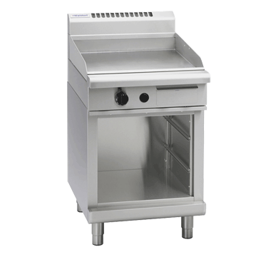 Waldorf GP8450G-CB 450mm gas griddle on cabinet base, front view