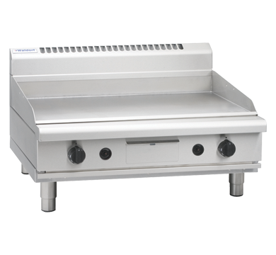 Waldorf GP8900G-B 900mm gas griddle on bench legs, front view
