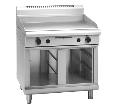 Waldorf GP8900G-CB 900mm gas griddle on cabinet base, front view