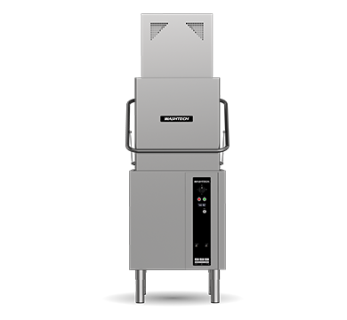 Washtech XPC pass through dishwasher with heat recovery unit, front view, 730mm wide