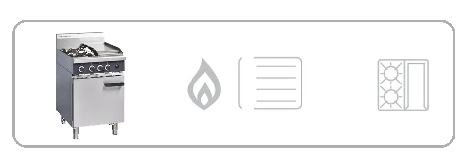 Cobra CR6C 600mm two burner 300mm grill gas stove static oven stainless steel