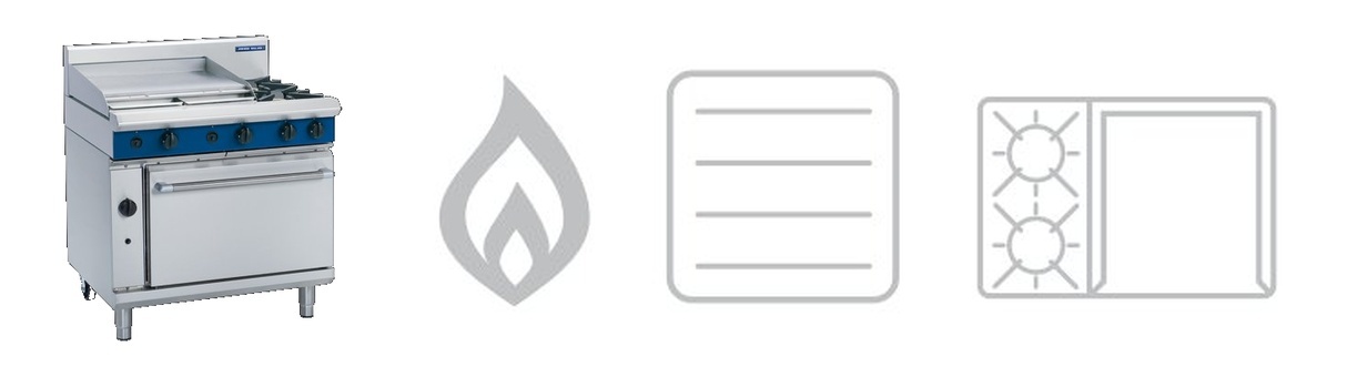 Blue Seal G506B 900mm two burner 600mm grill gas stove