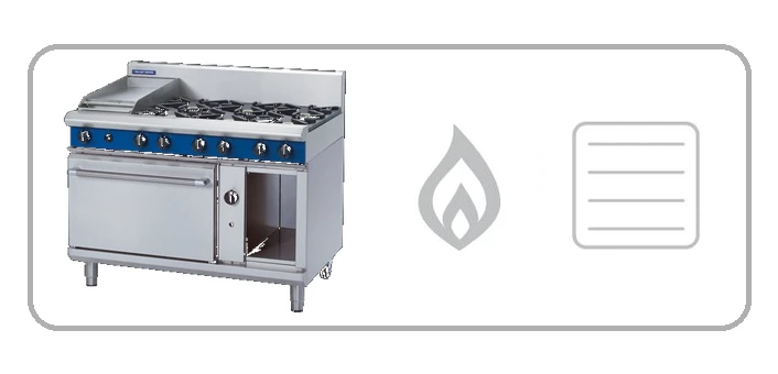 Blue Seal G508D 1200mm eight burner gas stove static oven stainless steel