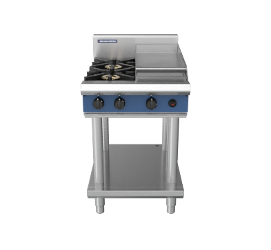 Blue Seal G514C-LS 600mm two burner 300mm grill gas cooktop leg stand stainless steel