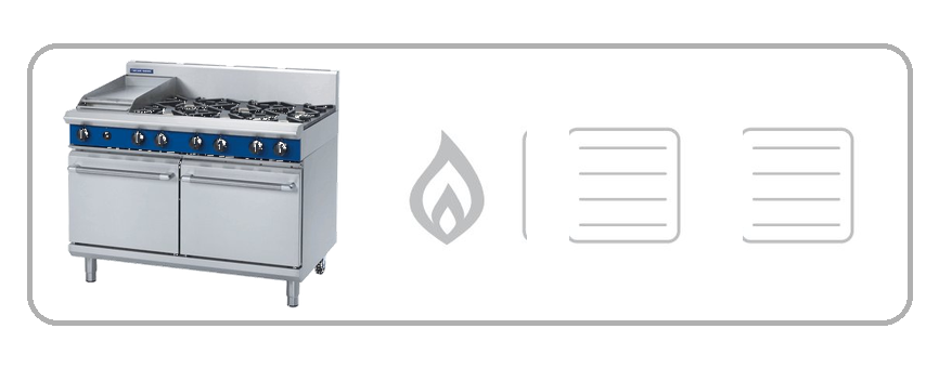 Blue Seal G528D 1200mm eight burner gas stove double static oven stainless steel