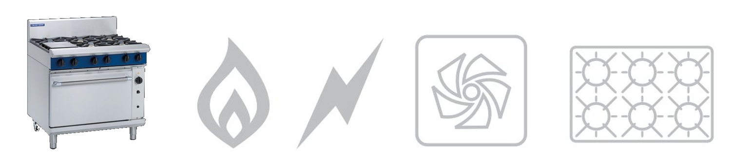 Blue Seal G56D 900mm six burner gas stove convection oven