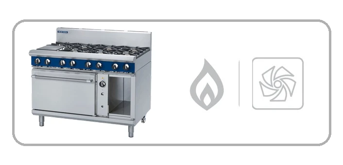 Blue Seal G58D 1200mm eight burner gas stove convection oven stainless steel