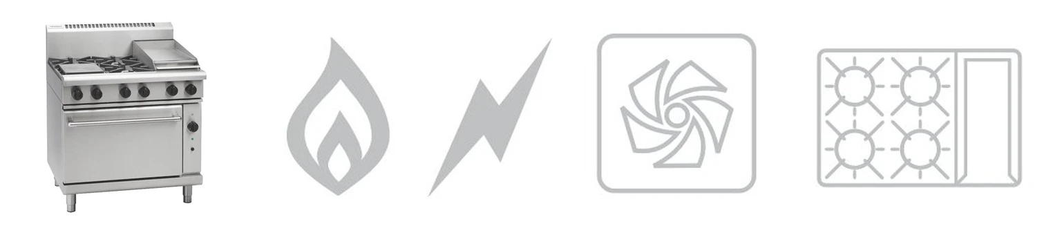 Waldorf RN8613GC 900mm four burner 300mm grill gas stove convection