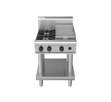 Waldorf RN8403G-LS 600mm two burner 300mm grill gas cooktop leg stand stainless steel