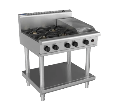 Waldorf RN8603G-LS 900mm four burner 300mm grill gas cooktop leg stand stainless steel