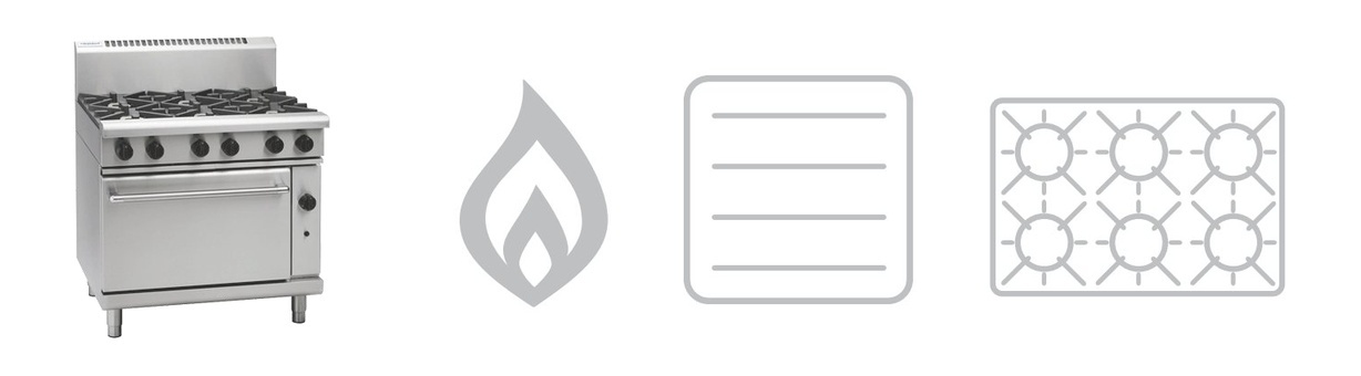 Waldorf RN8610G 900mm six burner gas stove static oven