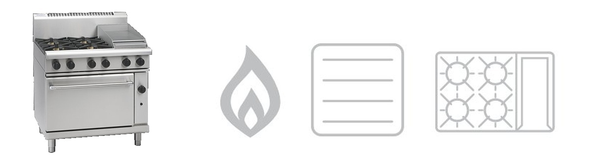 Waldorf RN8613G 900mm four burner 300mm grill gas stove