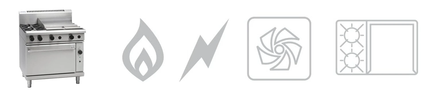 Waldorf RN8616GC 900mm two burner 600mm grill gas stove convection