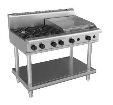 Waldorf RN8806G-LS 1200mm four burner 600mm grill gas cooktop leg stand stainless steel